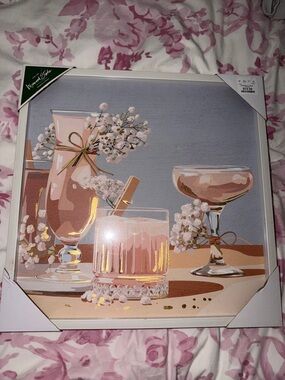 Pink Floral Glassware Wall Art Print